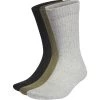 Five Ten Biking Cushioned Crew Socks - 3 Pairs - Black / Medium Grey Heather / Focus Olive