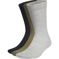 Five Ten Biking Cushioned Crew Socks - 3 Pairs - Black / Medium Grey Heather / Focus Olive